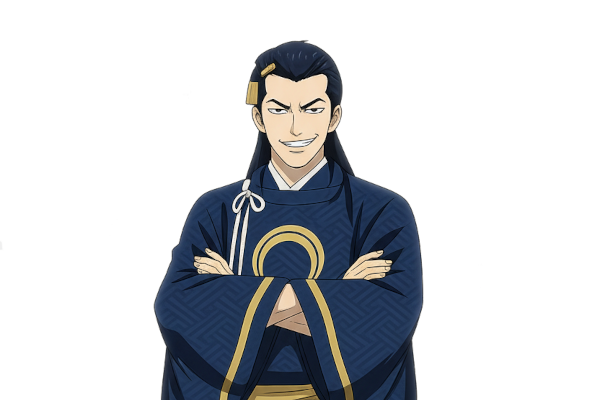 不敵に微笑む三日月宗近（尾上松也）