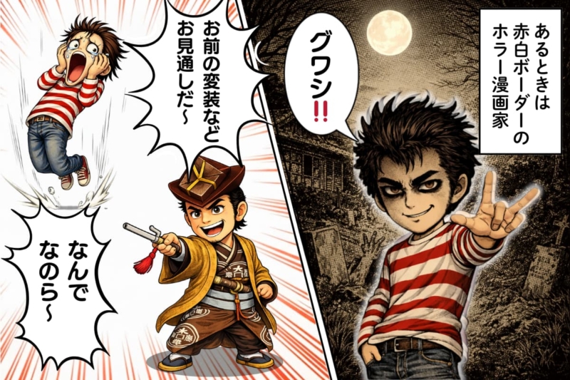 [28-4]『マザー』の楳図かずおに変装したルパンだが銭形に見破られる